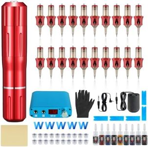 Tattoo Gun Kit - Tattoo Machine Kits Tattoo Supplies Set Tattoo Pen With Tattoo Needles Transfer Paper Suitcase for Tattoo Beginners (red 2)