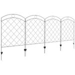 Outsunny Decorative Garden Fencing, 43in x 11.4ft Outdoor Picket Fence Panels, 4PCs Rustproof Steel Wire Landscape Flower Bed Border Edging Animal Barrier, Black