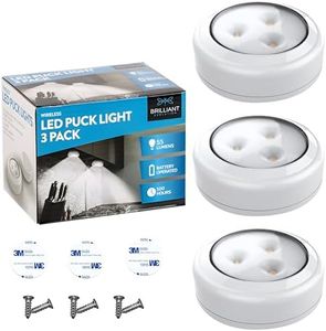 Bright Evolution Under Cabinet Lights - Battery Operated Cabinet Lighting with Tap Technology - LED Puck Lights for Kitchen - Stick On Lights for Shelves and Closets - Wireless Lighting Solution