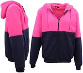 Zmart Australia HI VIS Safety Full Zip Thick Sherpa Fleece Hoodie Workwear Jacket Jumper Winter, Fluro Pink/Navy, S