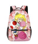 Brainy Princess Backpack 16" Cute Pink Pretty Girls Women Peach Daisy Rosalina Cartoon, Peach, Large - 16", Daypack Backpacks