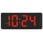 LED Digital Wall Clock with Large Display, Big Digits, Auto-Dimming, 12/24Hr Format, Battery Backup, Silent Wall Clock for Farmhouse, Kitchen, Living Room, Bedroom, Classroom, Office – Red