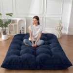 MAXYOYO 6" Japanese Floor Mattress, Foldable Futon Mattress Queen Size, Tufted Roll Up Floor Bed, Thick Tatami Mat Sleeping Pad Portable Lounger for Camping Guest Room Dormitory Bedroom RV, Navy