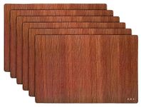 Kuber Industries PVC Table Mat Set of 6|Wooden Print, Heat-Resistant & Washable|Placemat for Kitchen Counter, Tea Table (Brown)