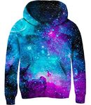 Kinberr Galaxy Sweatshirt for Boys Girls 3D Graphic Fleece Hoodies Novelty Fashion Pulllovers with Pocket for Casual