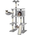 Yaheetech 70 inches Stable Cat Tree with Padded Platform, Replaceable Dangling Balls, Hammock, Basket and Condo, Cat Tower Furniture for Kittens, Cats and Pets