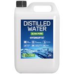 HYDROFYX Distilled Water Ultra pure, 5l- Ideal for Steam irons, Car Battery top up, Humidifiers, Cleaning, Engines and more, lab tested and certified (Made in the UK)