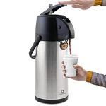 TOMAKEIT Airpot Coffee Carafe Thermal 3L(102 Oz) Insulated Stainless Steel Large Beverage Dispenser Lever Action for Hot/Cold Water