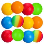 U&C Planet Pack of 12 Playground Balls 8.5 Inch Kickballs Set Dodge Ball with Pump Gaga Ball Handball Soft Boucy Balls Kids Rainbow Balls Outdoor Play Camps School Garden