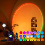 Tsrarey Sunset Lamp Projection, Not Only 21 Colors Sunset Lights, 180 Degree Rotation Led Light, Push Button Switch & APP Control Projector for Party Bedroom Decor