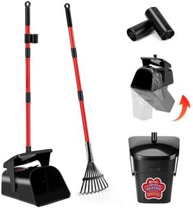 Ormalla Pooper Scooper Swivel Bin and Rake with 60 Waste Bags, Heavy Duty Dog Poop Scooper for Large Medium Small Dogs, Long Stainless Steel Handle Use on Yard, Grass, Dirt or Gravel