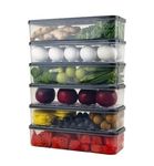 RIOMAX Fridge Storage Boxes Fridge Organizer with Removable Lid Stackable Fridge Storage Freezer Storage Containers for Fish, Meat, Vegetables, Fruits (1200ML, Pack of 6)