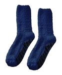 Men’s and Women’s Gripper Non-Skid Hospital Slipper Socks for Seniors - Navy One-Size