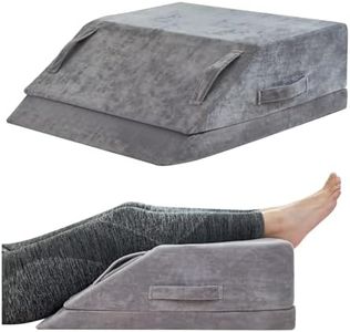 jakoola Wedge Pillow for Sleeping, Bed Wedge Pillow for After Surgery 2-Height Memory Foam Leg Elevation Pillow for Swelling Back Pain Relief Sciatica Knee Ankle Pain Bed Support Legs 6"-8”
