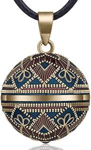 EUDORA Harmony Ball Vintage Bisuteria Collares de Mujer, Llamador de Angeles Embarazada Floral Vintage Colgantes de Mujer Primer Embarazo Mamá Regalos Originales para Mujer Hermana, 114,3cm