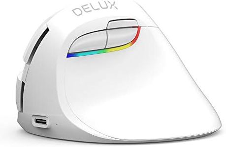 Delux Wireless Vertical Ergonomic Mouse with Type-C Rechargeable, Silent Dual Mode BT 5.0/USB Nano Receiver, 4 Adjustable DPI, 6 Buttons - Small and Comfortable Design