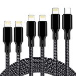 CUGUNU USB C to Lightning Cable 5 Pack 3/3/6/6/10FT iPhone Charger Apple MFi Certified Power Delivery Fast Charging Cord Compatible with iPhone 14/13/12/11/XS/XR/X/8 - Black