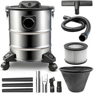 BLUEMARS Ash Vacuum, Pellet Stove Vacuum Cleaner, 20L Stainless Steel Tank, Powerful 1000W Motor with Blower Function, HEPA Filter, Wheels for Easy Move, for Pellet & Wood Stoves
