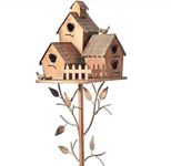 Bird Houses for Outside with Pole, Birdhouse Stake for Outdoor Garden Decorative Metal Purple Martin (Farmhouse)