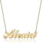 UMAGICBOX Personalised Name Necklace - 18K Gold Plated | 14 Fonts | 4 Colours Available - Handmade and Stylishly Packaged, Gold, No Gemstone