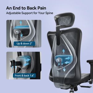 SIHOO M57 Ergonomic Mesh Office Chair – Adjustable Lumbar, 3D Armrests, Grey