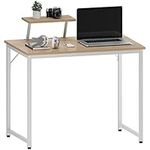 SDHYL Computer Desk, 31.5 Inch Modern Desk with Storage Shelves, Simple Student Study Desk, Home Office Table Computer Workstation for Small Space, White Maple