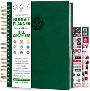 GoGirl Budget Planner & Monthly Bill Organizer – Monthly Financial Book with Pockets. Expense Tracker Notebook Journal to Control Your Money, A4-Sized Spiral-Bound Hardcover, Lasts 1 Year – Dark Green