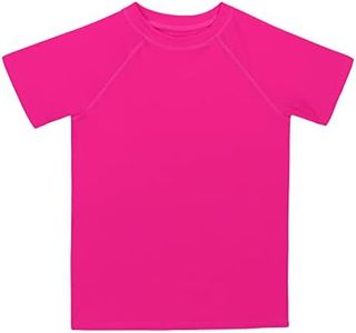 KAKU NANU Boys Rash Guard UPF 50+ Sun Shirt Toddler Short Sleeve(Hot Pink,10)