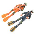 Deep Sea Diver Model Train Toy Diver with Hose Action Figure: 2Pcs Mini Scuba Diver Figurine Miniature Swimmers Toy Diver Landscape Ornament for Fish Tank Aquarium Bibletoys House Ornaments