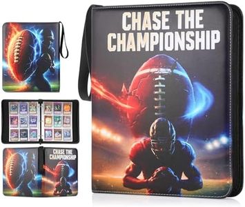 Football Card Binder 9 Pocket with Zipper Holds 1080 Cards, Water-Resistant PU Leather Side-Loading Football Binder for Trading Cards, Acid-Free Archival Pages Football Cards Book for NFL Trading Card