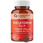 Carbamide Forte Melatonin 5mg Sleep Tablets – Sleeping Pills with 125mg Tagar & Vitamin B6 for Deep Sleep, Restful Nights, and Effective Sleep Dose | Sleeping Tablets for Women & Men – 60 Veg Tablets
