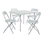 Office Star PCT-05 Resin 5-Piece Folding Chair and Table Set, 4 Chairs and 3-Feet Square Table