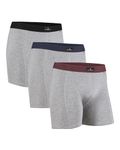 DANISH ENDURANCE 3 Pack Men's Cotton Boxer Shorts, Stretchy Soft, Classic Fit Underwear, Trunks, Multicolor(1xGrey/Black, 1xGrey/Navy Blue, 1xGrey/Bordeaux) L