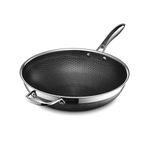 HexClad Hybrid Nonstick Wok, 12-Inch, Stay-Cool Handle, Dishwasher Safe, Induction Ready, Compatible with All Cooktops