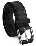 Timberland Boys' Big Leather Belt for Kids, Black, Large