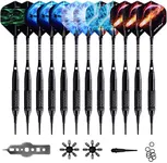 WIN.MAX Darts Plastic Tip,Soft Tip Darts Set,12 Pcs 18 Gram with 100 Extra Dart Tips,12 Flights, Flight Protectors and Tool Kit for Electronic Dart Board