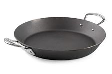 Samuel Groves Seasoned Carbon Steel Range Frying Pan, Balti Dish and BBQ Melting Pot, Indestructible Construction for Cooking Any Dish UK Made (12" Paella Pan)