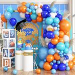 Blue and Orange Balloon Garland Arch Kit, Klein Navy Light Blue Teal Orange White Metallic Under the Sea Balloon Arch Kit for Boys Space Ocean Basketball Birthday Graduation Party Decorations Supplies