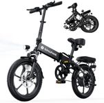 isinwheel U3 16" Foldable Electric Bike Adults, 500W Electric Bicycle, Front Fork Suspension, 19 MPH, UP to 45 Miles Folding Ebike, Suitable for Leisure Riding&Commuting, UL2849 Certified (Black)