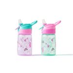Nuby Incredible Gulp Water Bottle - No Spill Active Toddler Sippy Cup | 360ml / 12oz | Carry Handle | Dishwasher and Microwave Safe | Suitable Beaker for 18 Months Plus (Unicorns, Pack of 2)