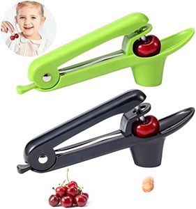 2 Packs Cherry Pitter Tools, Cherry Seed Core Remover Olives Pitter Tool, Stainless Steel Cherries Corer with Space-Saving Lock Design (Black & Green)