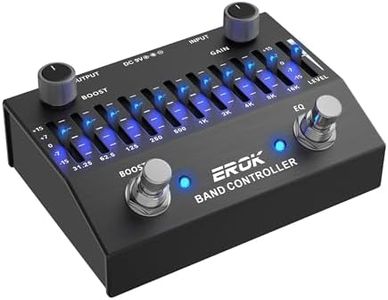 EROK EQ Pedal for Guitar Bass, 2-in-1 10-Band Equalizer & Boost, 31.25Hz-16kHz ±15dB Gain, Independent Footswitches, GAIN/OUTPUT Control, LED Indicator (Black)