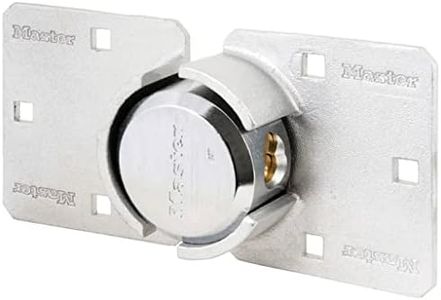 Master Lock 736EURD Alta Seguridad Candado para Puertas de Camionetas, Candado Redondo + Aldaba, óptimo para furgonetas, camiones, puertas y máquinas expendedoras, Plateado