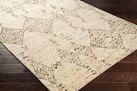 Hauteloom Bordertown Wool Living Room, Bedroom Area Rug - Bohemian Transitional - Cream, Ivory, Dark Brown - 10' x 14'