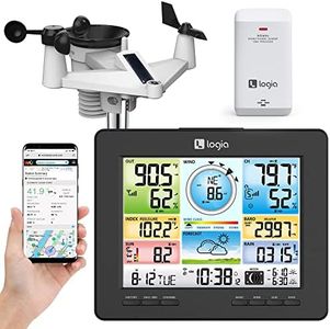 Logia 7-in-1 Wi-Fi Weather Station with Solar | Indoor/Outdoor Remote Monitoring System, Temperature Humidity Wind Speed/Direction Rain UV & More, Wireless Color Console w/Forecast Data, Alarm, Alerts