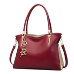 FOXER Women Handbag Leather Purse Lady Tote Shoulder Bag Top Handle Bag (red)