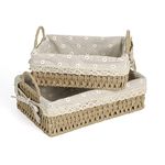 HOKIPO Environmental Friendly Paper Rope Wicker Storage Baskets with Handle, Pack of 2, Beige (AR-3907-BGE)