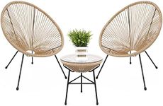 Best Choice Products 3-Piece Outdoor Acapulco All-Weather Patio Conversation Bistro Set w/Plastic Rope, Glass Top Table and 2 Chairs - Natural