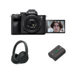 Sony Alpha 7M4K Full-Frame Camera withWireless Headphones (WH-CH720N) & Rechargeable Battery (FZ100) | 28-70mm Digital Zoom Lens | 33MP | 4K 60P | Real-Time Eye AF for Humans, Birds, Animals – Black