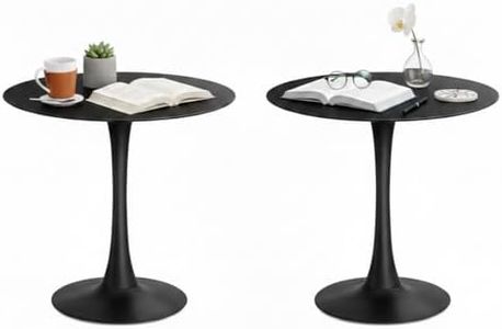 Forsho 32" Black Round Dining Table Set of 2, Mid Century Modern Small Tulip Table with Metal Pedestal Base for Living Room, Kitchen Dining Room